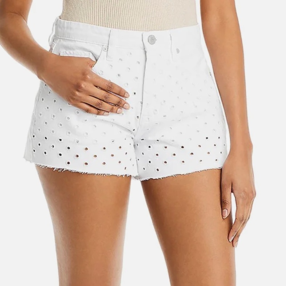 Blank NYC Eyelet Embroidered Jean Shorts Multiple Sizes In White NWT